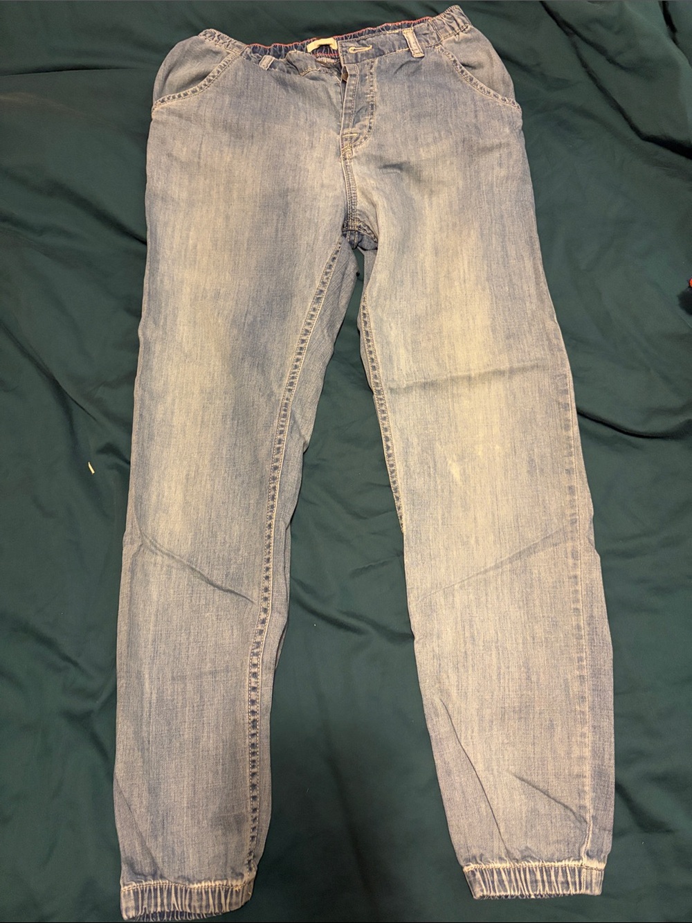 Roxy Light Blue Boyfriend Jeans with Elastic Hem